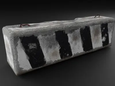 Concrete Barrier Roadblock Low-poly 3D model
