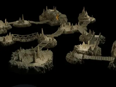 Raised Cavern Pack Tabletop Terrain 28 MM 3D print model