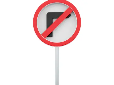 3d  No Right Turn Road Sign 3D model