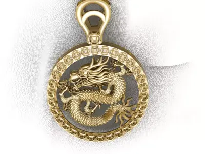 Chinese Dragon Pendant 3D print model 3D print model
