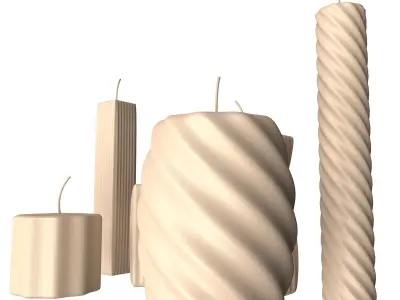 Candle Collection set of candles Low-poly 3D model