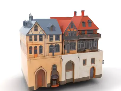 Rustic German Townhouse model pack Low-poly 3D model