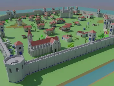 Medieval City Low-poly 3D model