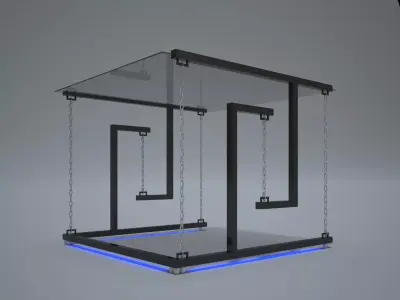 Table glass with led lights Low-poly 3D model