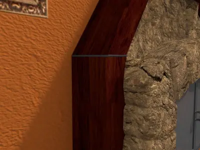 Fireplace door in stone wall Low-poly 3D model