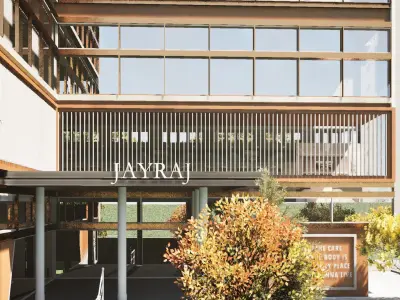 Modern Hospital Building 3D Model with Garden Low-poly 3D model