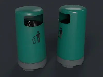Street Trash Can 4 PBR Game Ready  Low-poly 3D model