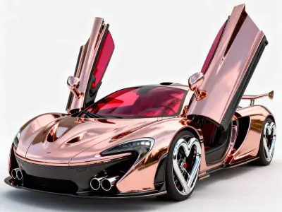 Valentine Rose Gold Hypercar 3D Model Low-poly 3D model