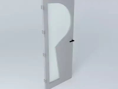 Letter P 3D door very detail with glass lock and hinger Free 3D model