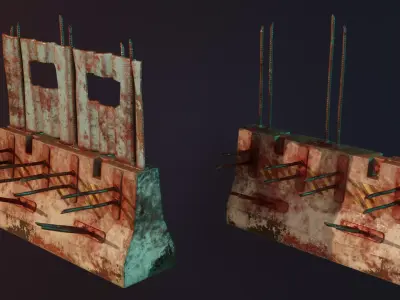 Concrete Barrier Low-poly 3D model