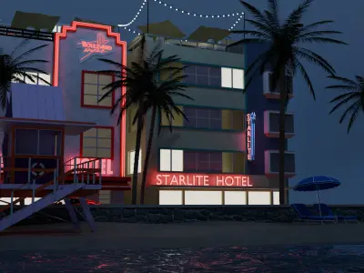 South Beach Strip Scene 3D model