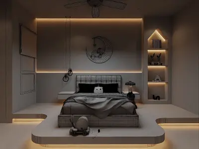 Modern Kids Bedroom Interior 3D Model 3D model