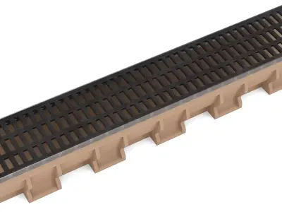 Channel  Drain with Metal Grate 3D model