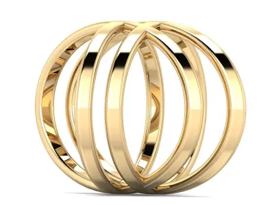 SWARING12 gold ring with three interlocking rings 3D print model