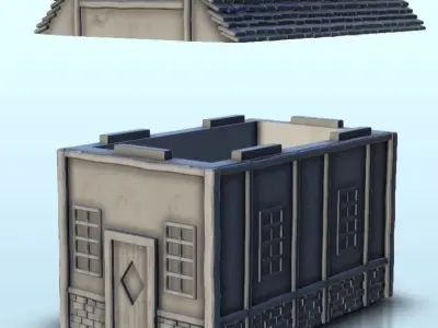 Medieval house with curved roof and dormer windows 5 3D print model