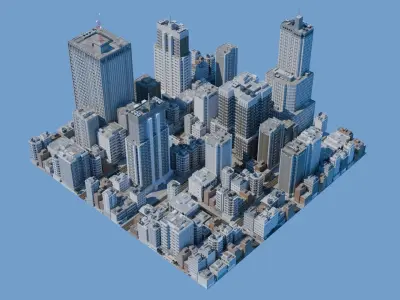 City Downtown Skyscraper Street 3D model