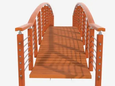 Small Wooden Pedestrian Bridge Low-poly 3D model