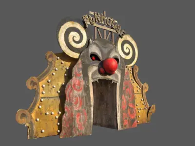 Old  Funhouse Entrance Low-poly 3D model