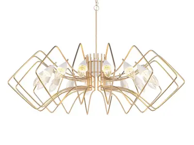 SONATA gold chandelier with crystals hanging from it 3D model
