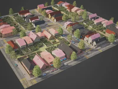 Realistic City District R6-R19 MAYA Low-poly 3D model