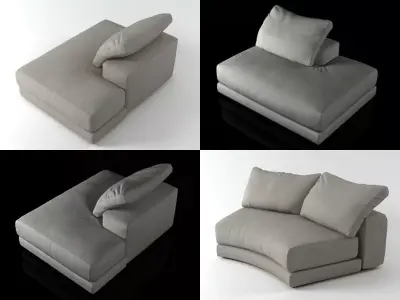 Hills four different sofas with pillows 3D model