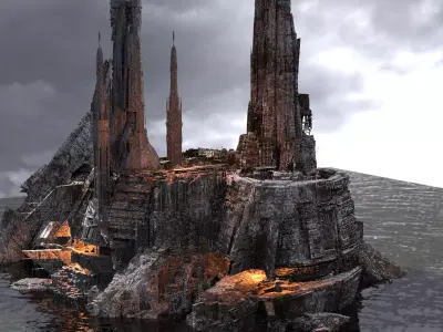 Snow fortress Mountain facility 3D model