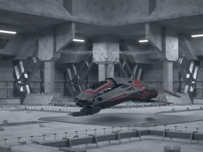 3D Sci Fi Hangar Interior Low-poly 3D model