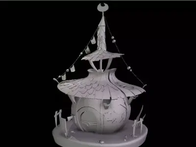 CARTOON HOUSE EXTERIOR BG 01 Low-poly 3D model