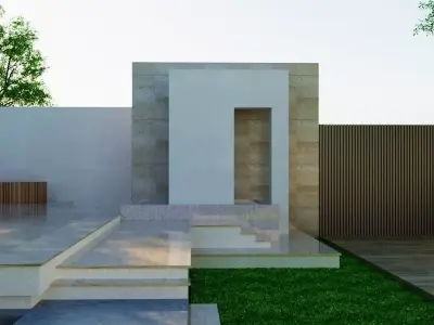 3D Model  Modern Two-Story House Low-poly 3D model