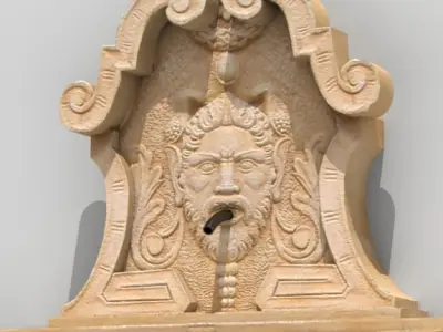 Fountains collection 1 stone fountain with ornate design 3D model