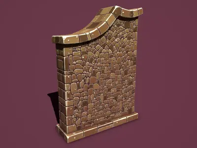 Fantasy wall 1 simple version Low-poly 3D model