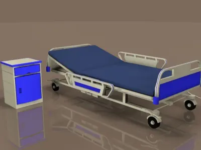 Hospital bed and Cabinet 3D model