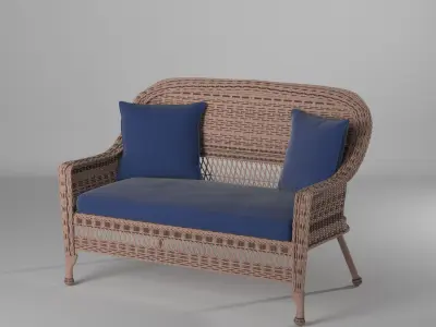 albert loveseat with cushion Low-poly 3D model