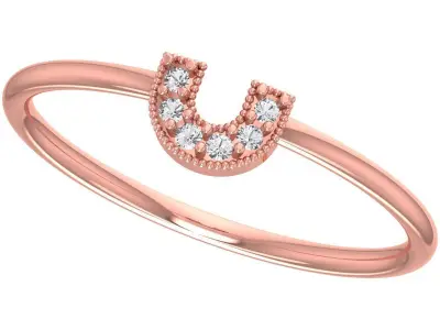 Solitaire Women Light Weight Band Ring 3D print model 17
