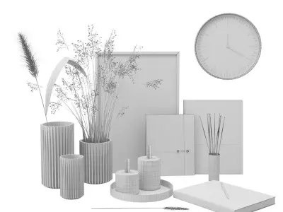 Decorative set with grass and candles 3D model