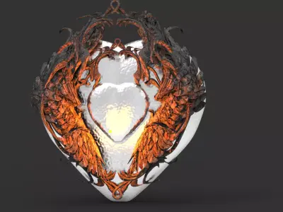 Angel Sci Fi Burning heart 3D model