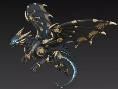 Mechanical Dragon Bundle  4 Flying Sci-Fi Dragon 3D model