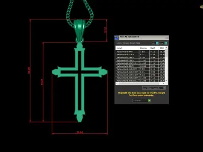 High Cross Pendant Light Gold 18K 4CP055 3D print model