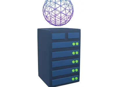 Server Computing Icon v1 002 Low-poly 3D model