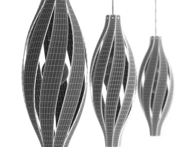 Wooden Hanging Lamp 3D model purchase