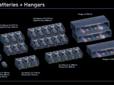 Spaceship Cruiser Claymore Low-poly 3D model