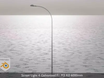 Street Light 4 Galvanized F1 M3 K0 6000mm  Low-poly 3D model