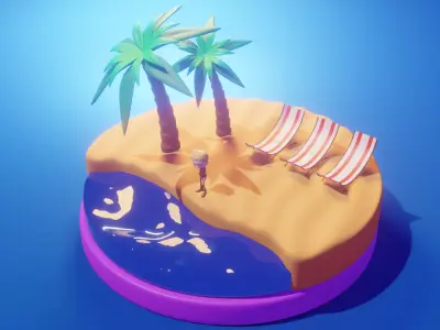 Animata Beautiful Beach Low-poly 3D model