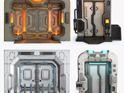 Sci-Fi Door Collection Low-poly 3D model