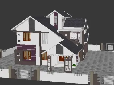 HOME 6 modern house in kerala 3D model