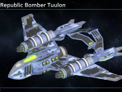 Spaceship Enkar Republic Bomber Tuulon Low-poly 3D model