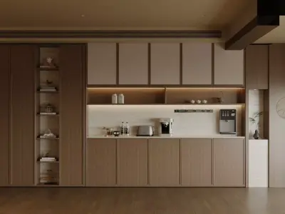 Chinese style living and dining room 3D model