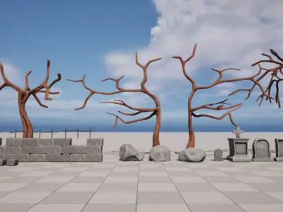 Stylized Graveyard Assets Low-poly 3D model