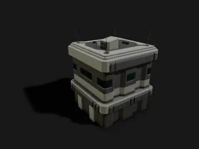 Lowpoly Modular Scifi Building  Low-poly 3D model