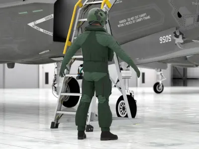  Jet Fighter Pilot Fur Rigged 